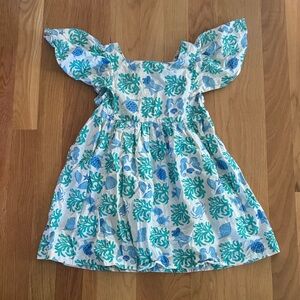 Mini Boden Blue and Green turtle mermaid Print Dress size 3-4
